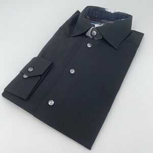 Eton Dress Shirt Men's 15-38 Black‎ Formal Contemporary Fit Collared Button Up